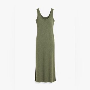 Madewell Olive Green Jersey Tank Midi Dress | Side Slits | Minimal Minimalist